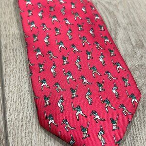 ETON Red Cricket Player Patterned Silk Tie